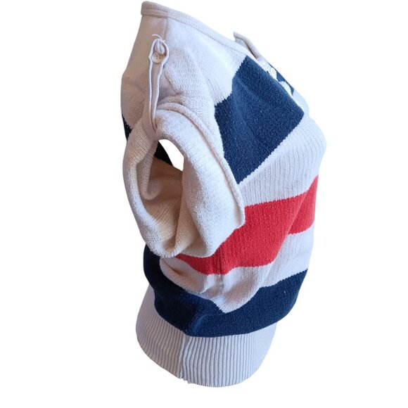 Vintage Women's Medium Top 1970's Monarch Knit Striped Short-Sleeve Sweater Boho - Picture 3 of 6